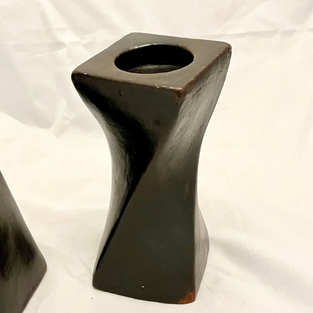 Ceramic Tealight Holders Vase ‘Twist of Fate' Lombok Pottery Center Indonesia